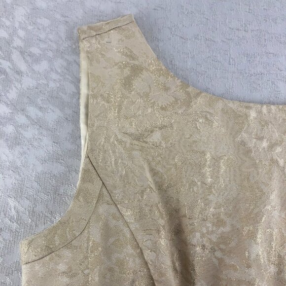 Jennifer Lopez Elegant Cream Shimmering Floral Sleeveless Midi Prom Dress Size 8 - Picture 7 of 16